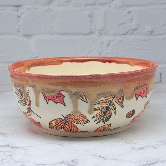 Orange with Leaves Large Bowl