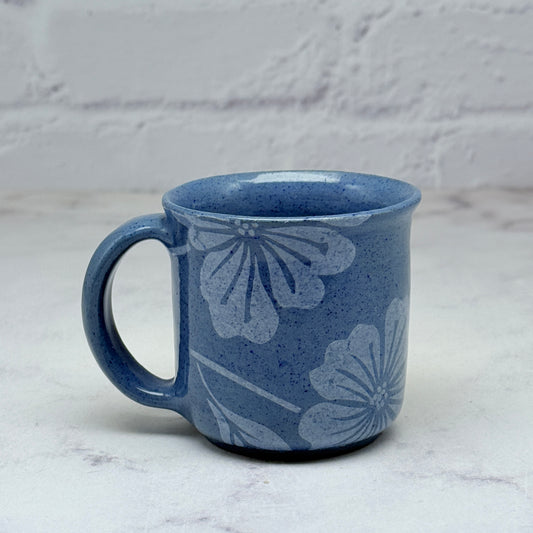 Blue with White Flowers Espresso Mug 3