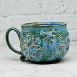 Blue Raised Snowflakes Cafe Mug 1