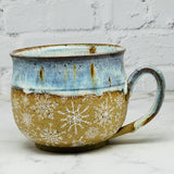 Light Blue with White Snowflakes Cafe Mug 2