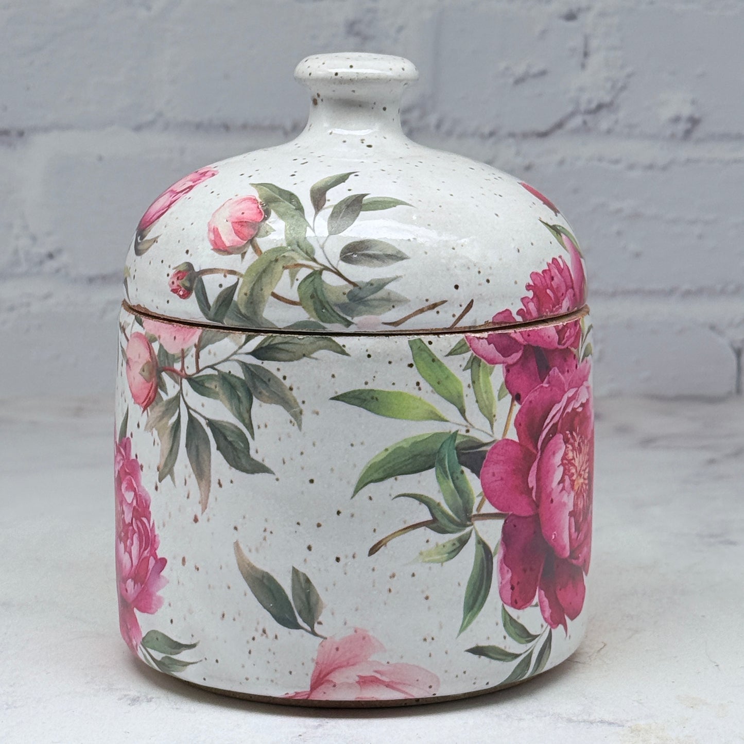 Pink Peonies Lidded Container