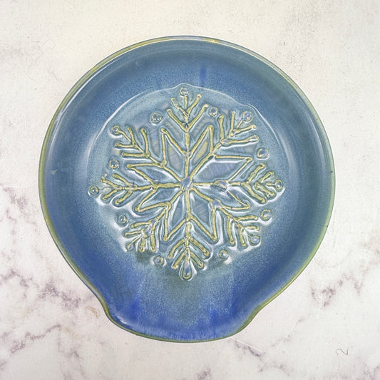 Light Blue with Raised Snowflakes Spoon Rest 1