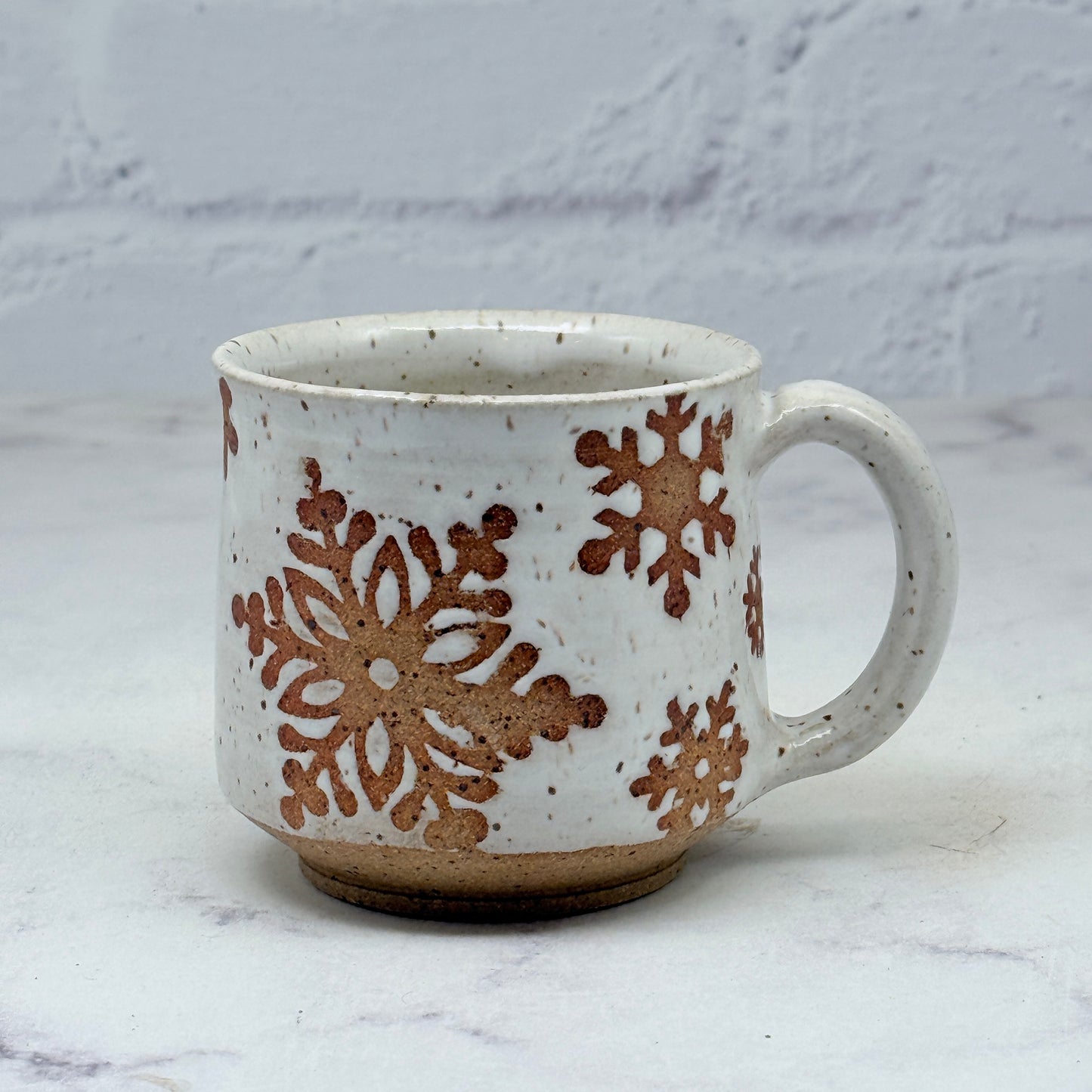 Speckled White with Snowflakes Teacup 2
