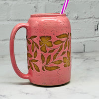 Pink with Flowers Straw Mug