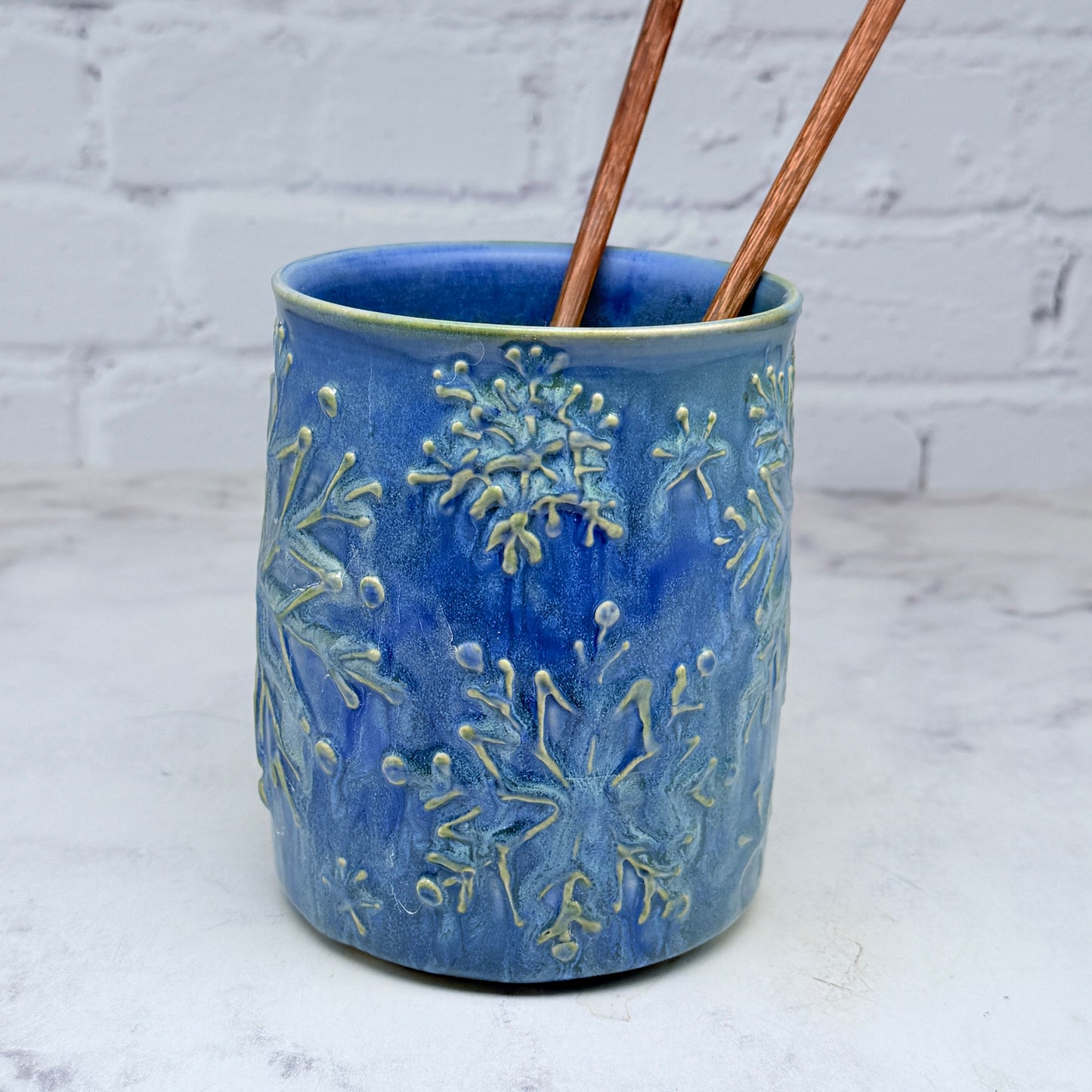 Light Blue with Raised Snowflakes Vase 2