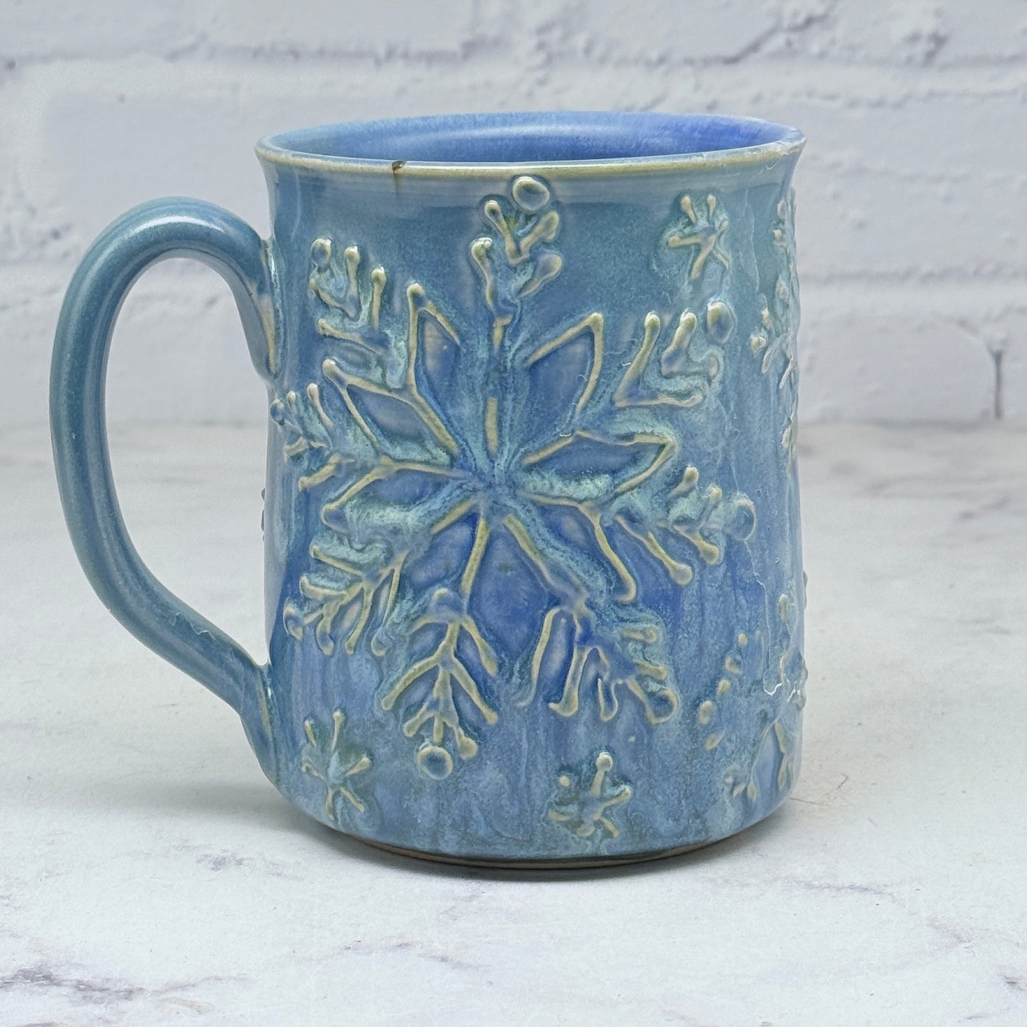 Light Blue with Raiser Snowflakes Mug 4