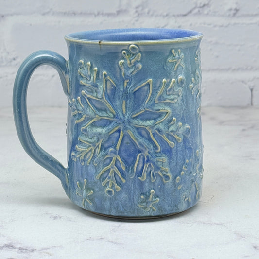 Light Blue with Raiser Snowflakes Mug 4