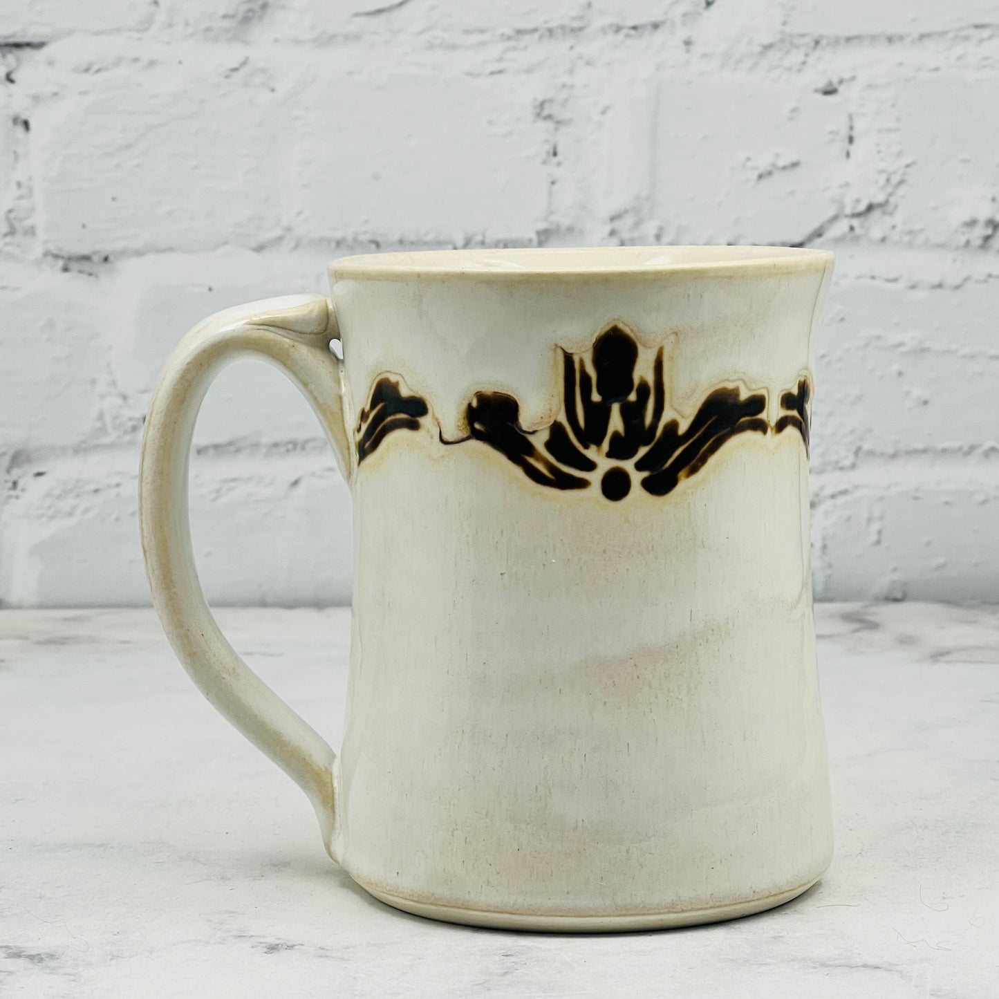 Cream with Baroque Design Tall Mug