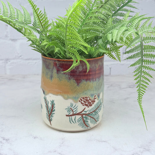 Brown with Pine Branches Vase