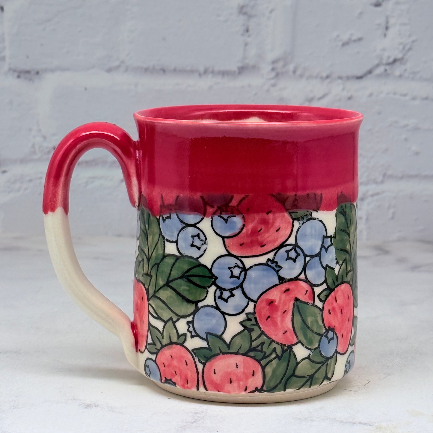 Red with Fruit Mug 1