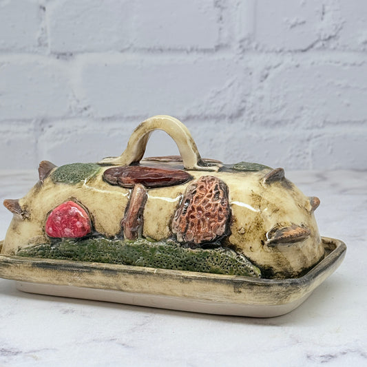 3-D Mushrooms Butter Dish