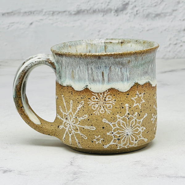 Blue with White Snowflakes Espresso Mug 1