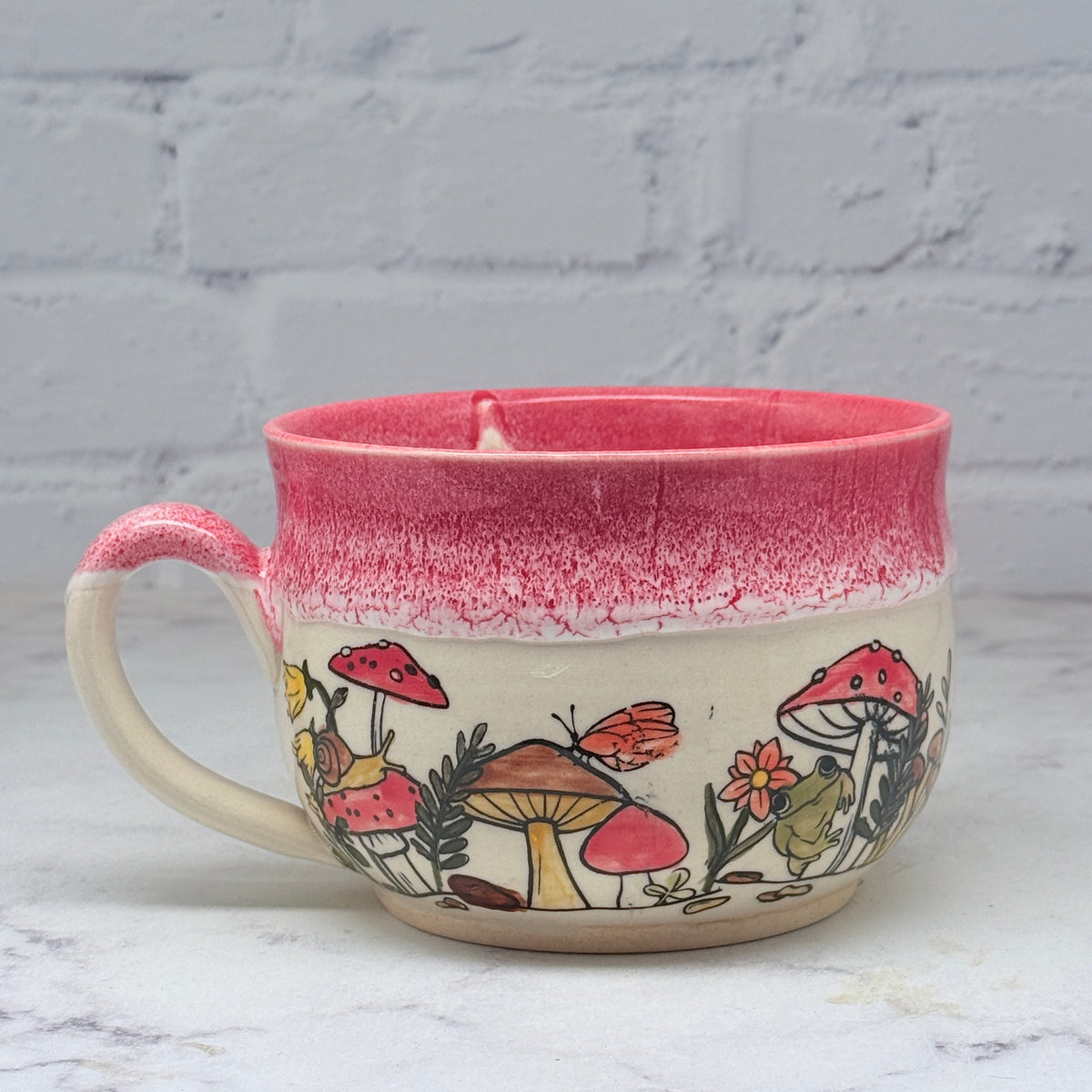 Red with Mushrooms Cafe Mug 1
