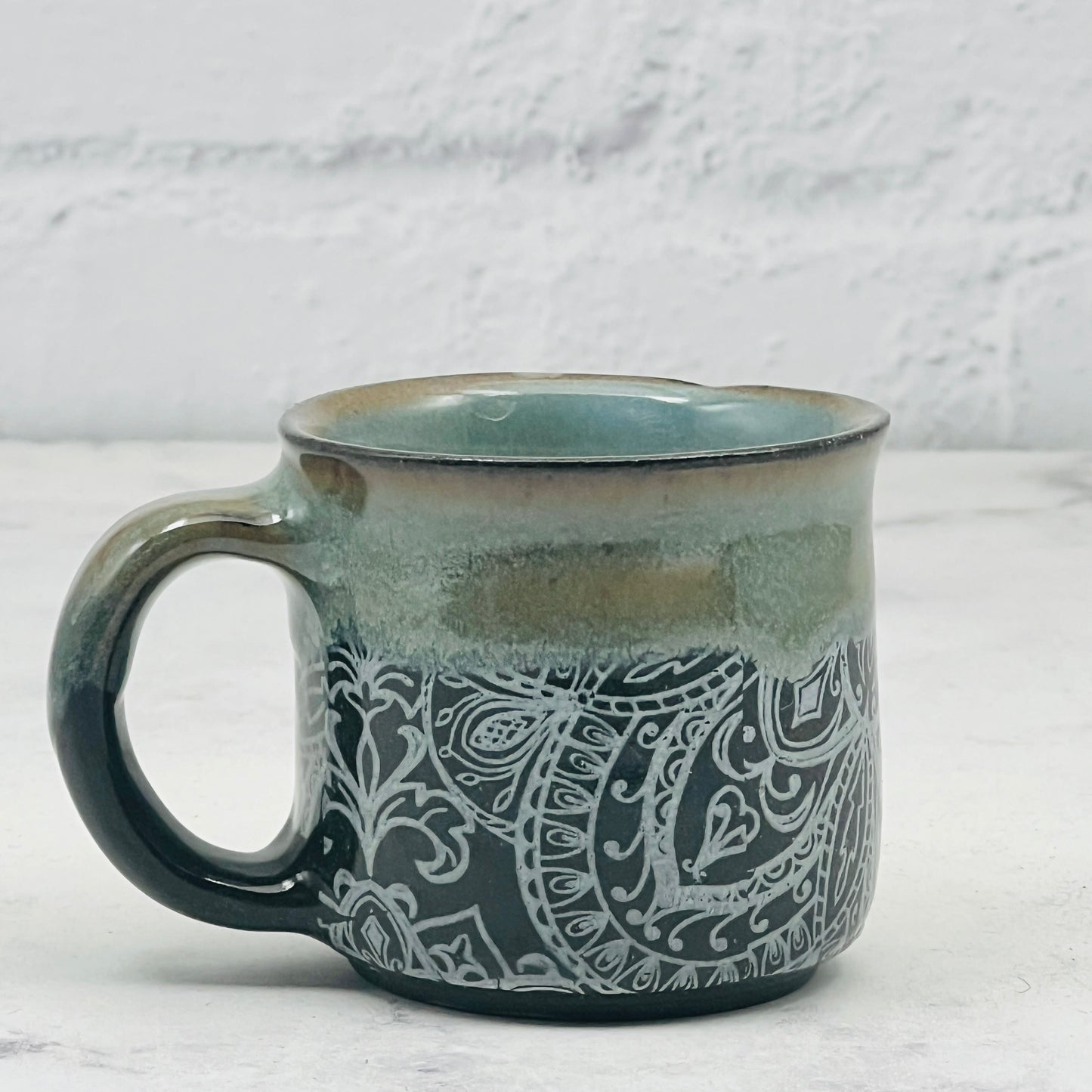 Dark Green with Mandala Espresso Mug