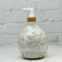 White with Raised Snowflakes Soap Dispenser