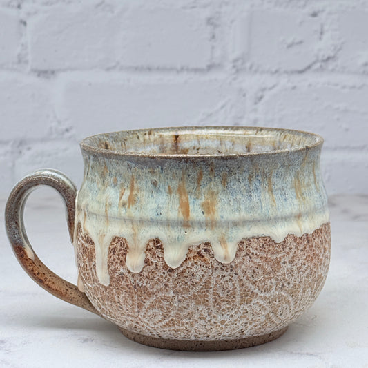 Blue with White Lace Cafe Mug 2