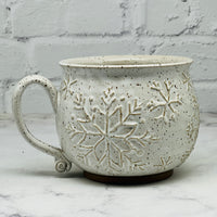 White Raised Snowflakes Cafe Mug 2