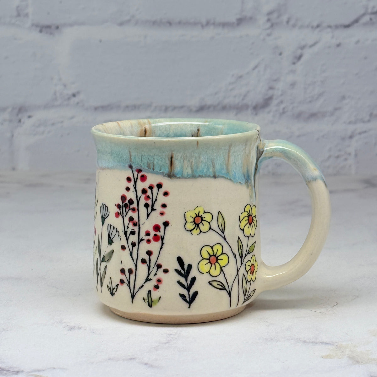 Light Blue with Wildflowers Espresso Mug