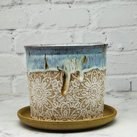 Light Blue with White Lace Planter