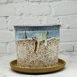 Light Blue with White Lace Planter