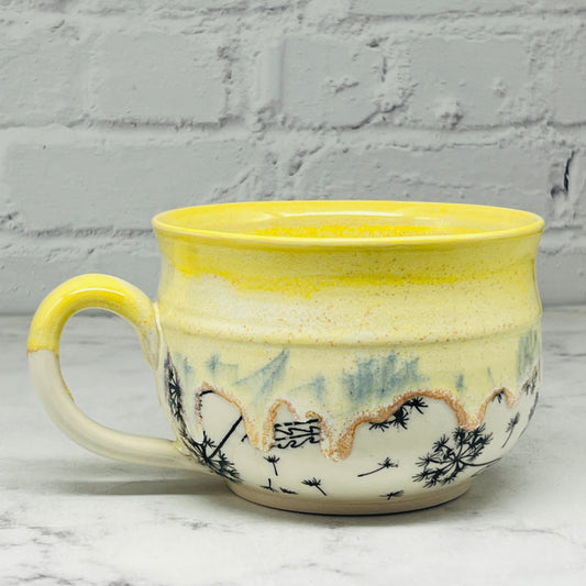 Yellow with Dandelions Cafe Mug 1