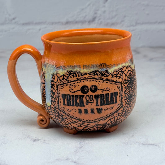 Orange Halloween Cauldron Teacup