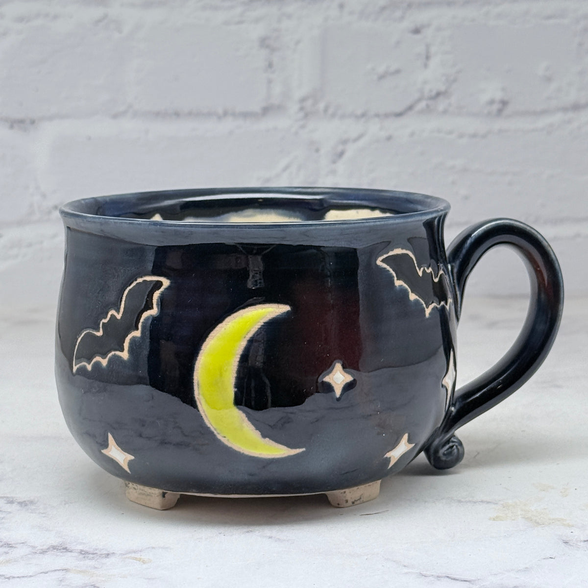 Black with Bats Cauldron Cafe Mug 3