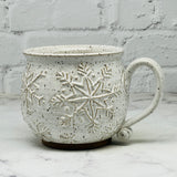 White with Raised Snowflakes Mug 3