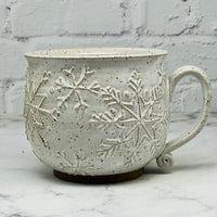 White Raised Snowflakes Cafe Mug 5