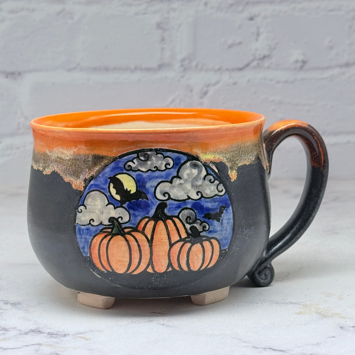 Orange with Pumpkins Cauldron Cafe Mug 2
