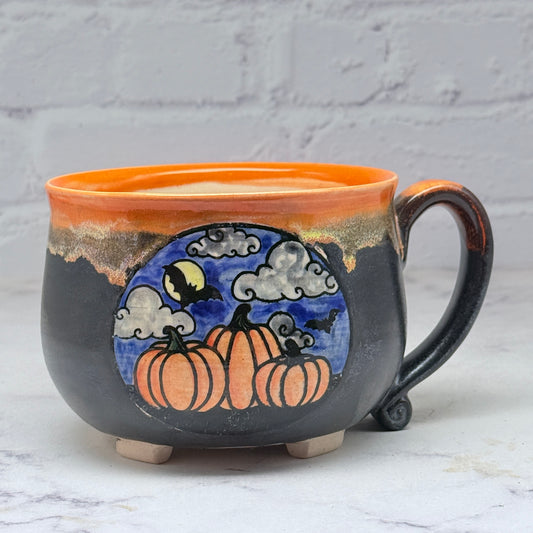 Orange with Pumpkins Cauldron Cafe Mug 2