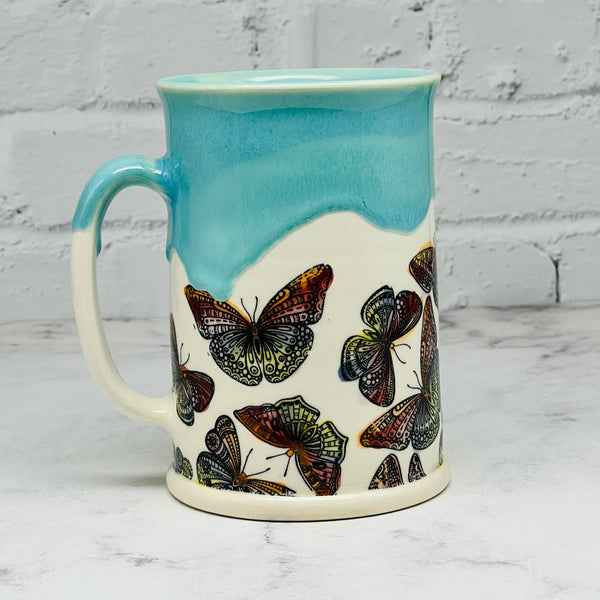 Turquoise with Butterflies Tall Mug