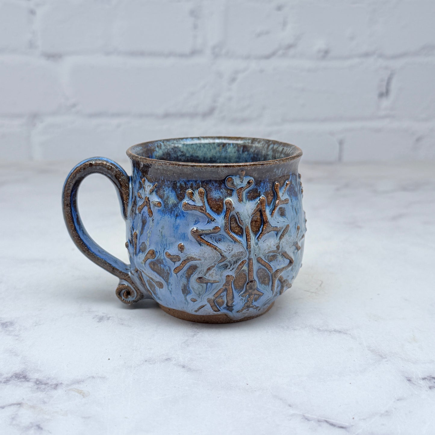 Blue with Raised Snowflakes Espresso Mug 4
