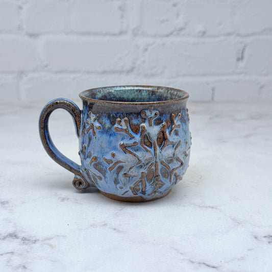 Blue with Raised Snowflakes Espresso Mug 4
