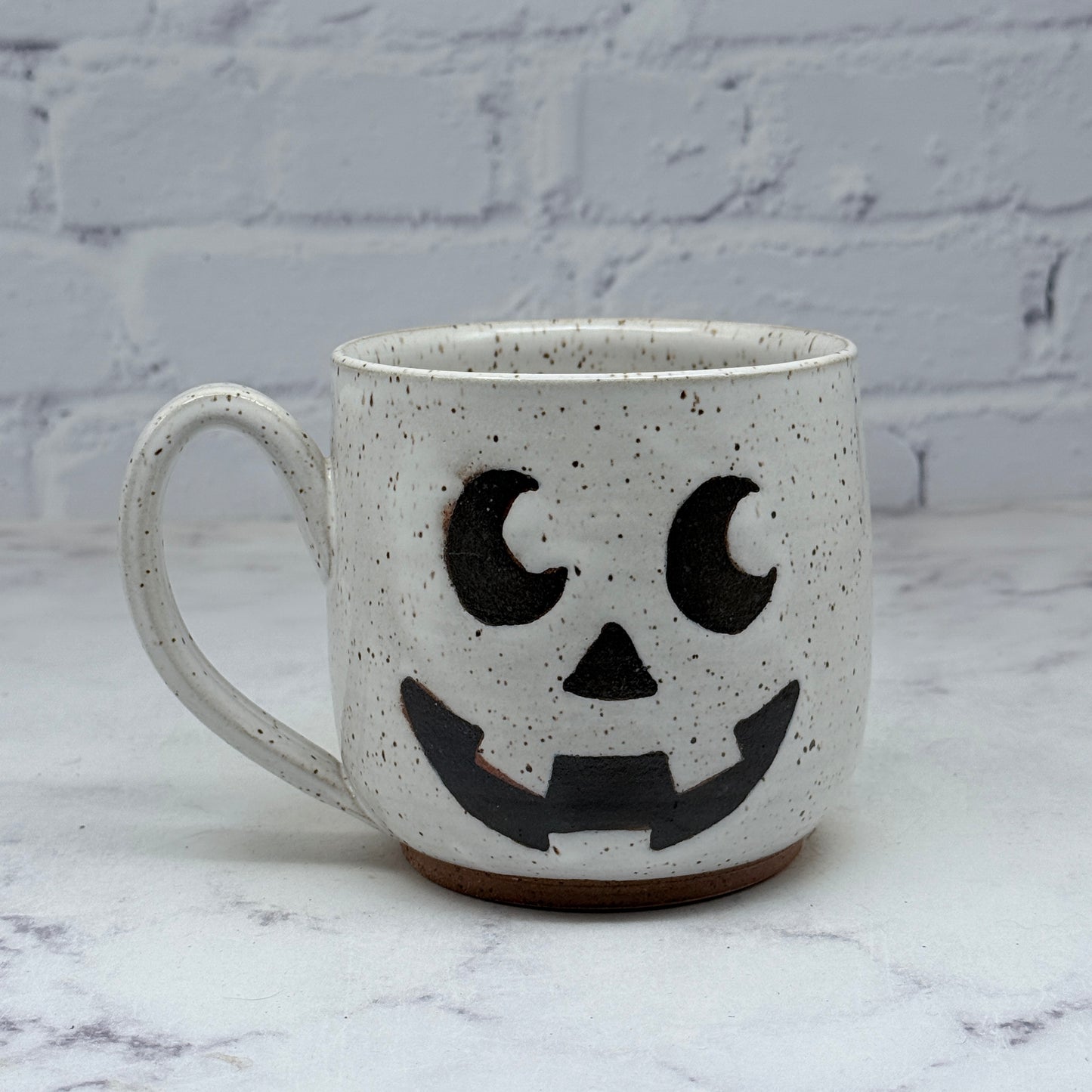 Speckled White Jack-o-Lantern Mug 1