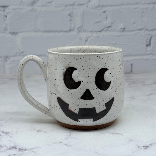 Speckled White Jack-o-Lantern Mug 1
