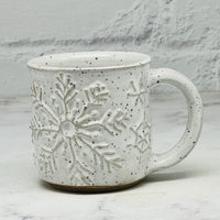 White Raised Snowflakes Espresso Mug 2