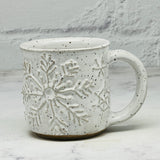 White Raised Snowflakes Espresso Mug 2