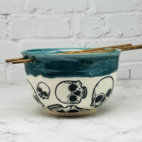 Green with Skulls Chopstick Bowl 1