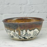 Brown with Oak Leaves Large Bowl