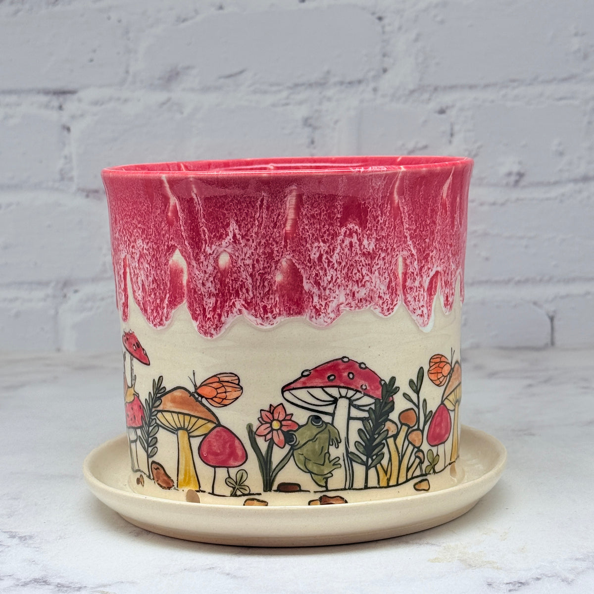 Red with Mushrooms Planter