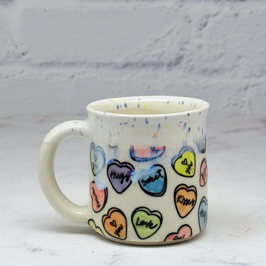 White with Conversation Hearts Espresso Mug 1