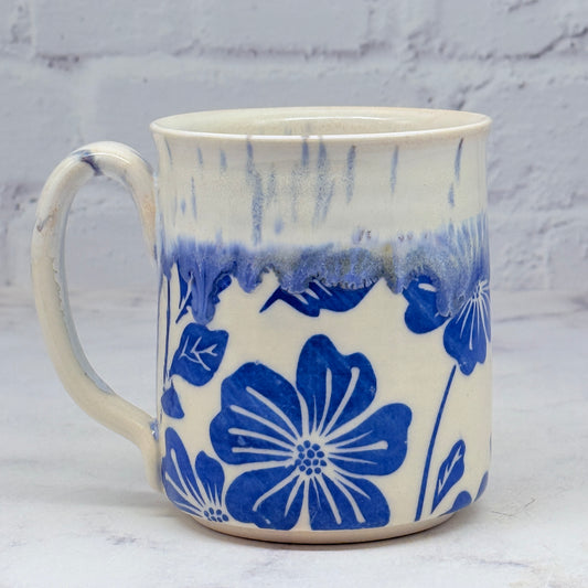 Speckled Cream with Blue Flowers Mug 1