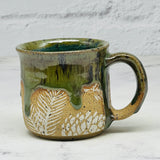 Green with White Pinecones Espresso Mug 1