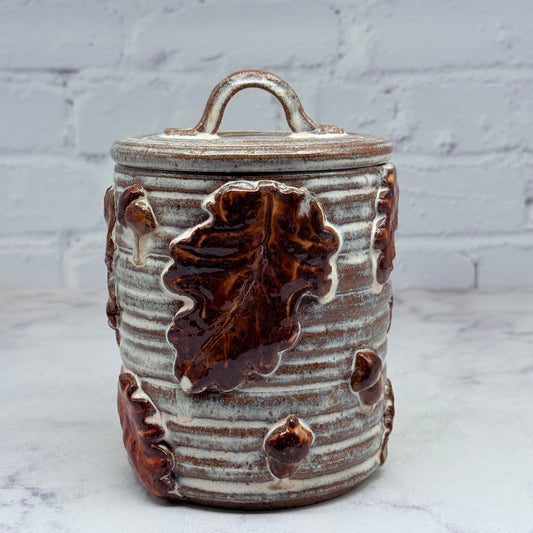 3-D Oak Leaves Lidded Container