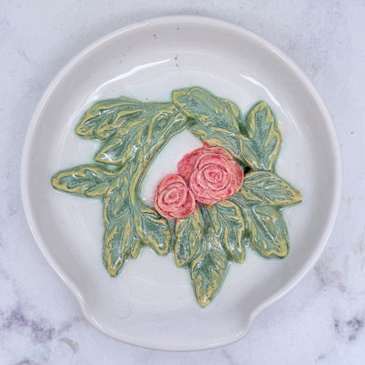 3-D Pink Roses Spoon Rest 3