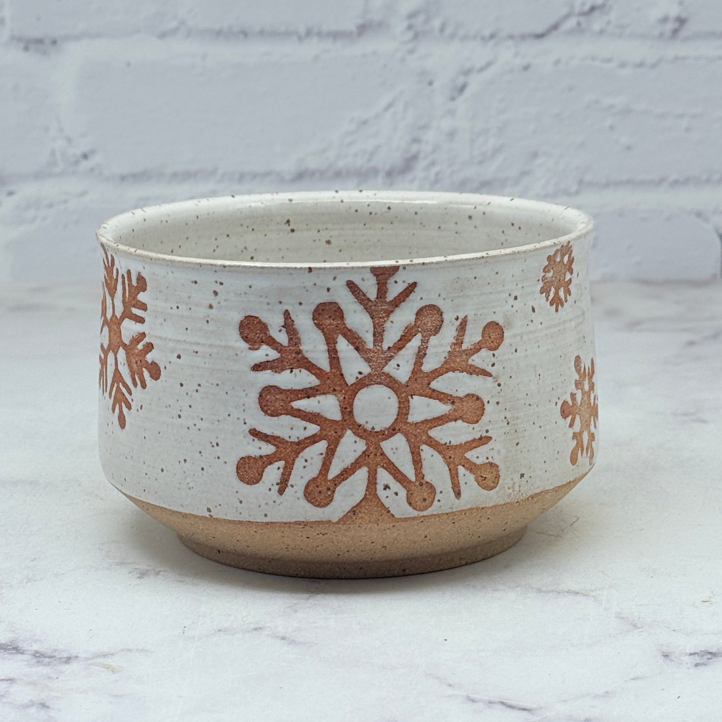 Speckled White with Snowflakes Small Bowl 1