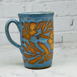 Blue with Flowers Tall Mug