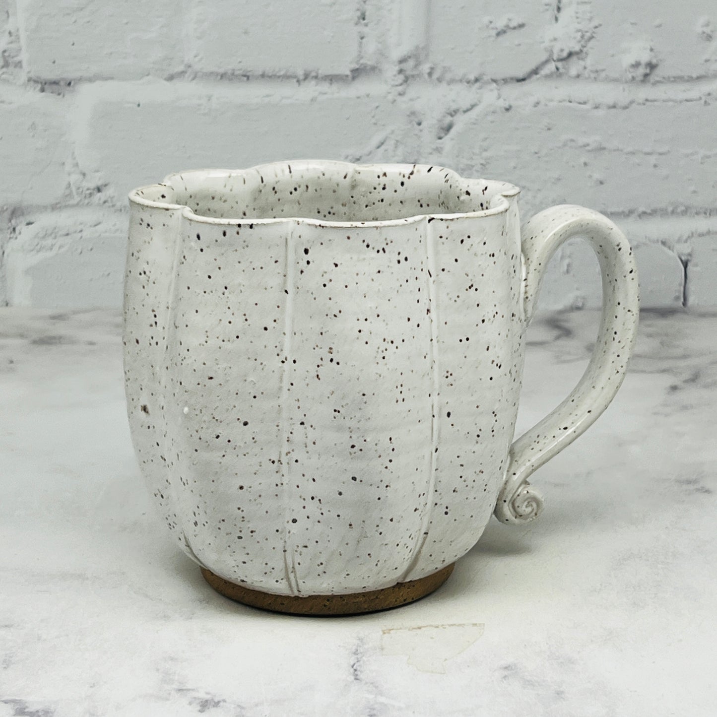 October Speckled White Pumpkin Mug Preorder