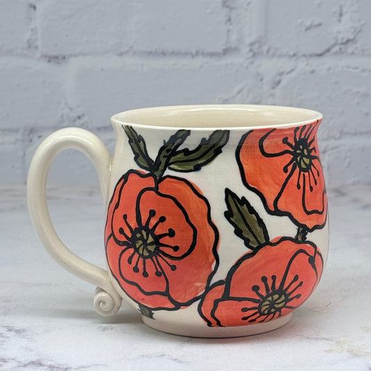 Orange Poppies Watercolor Mug 1